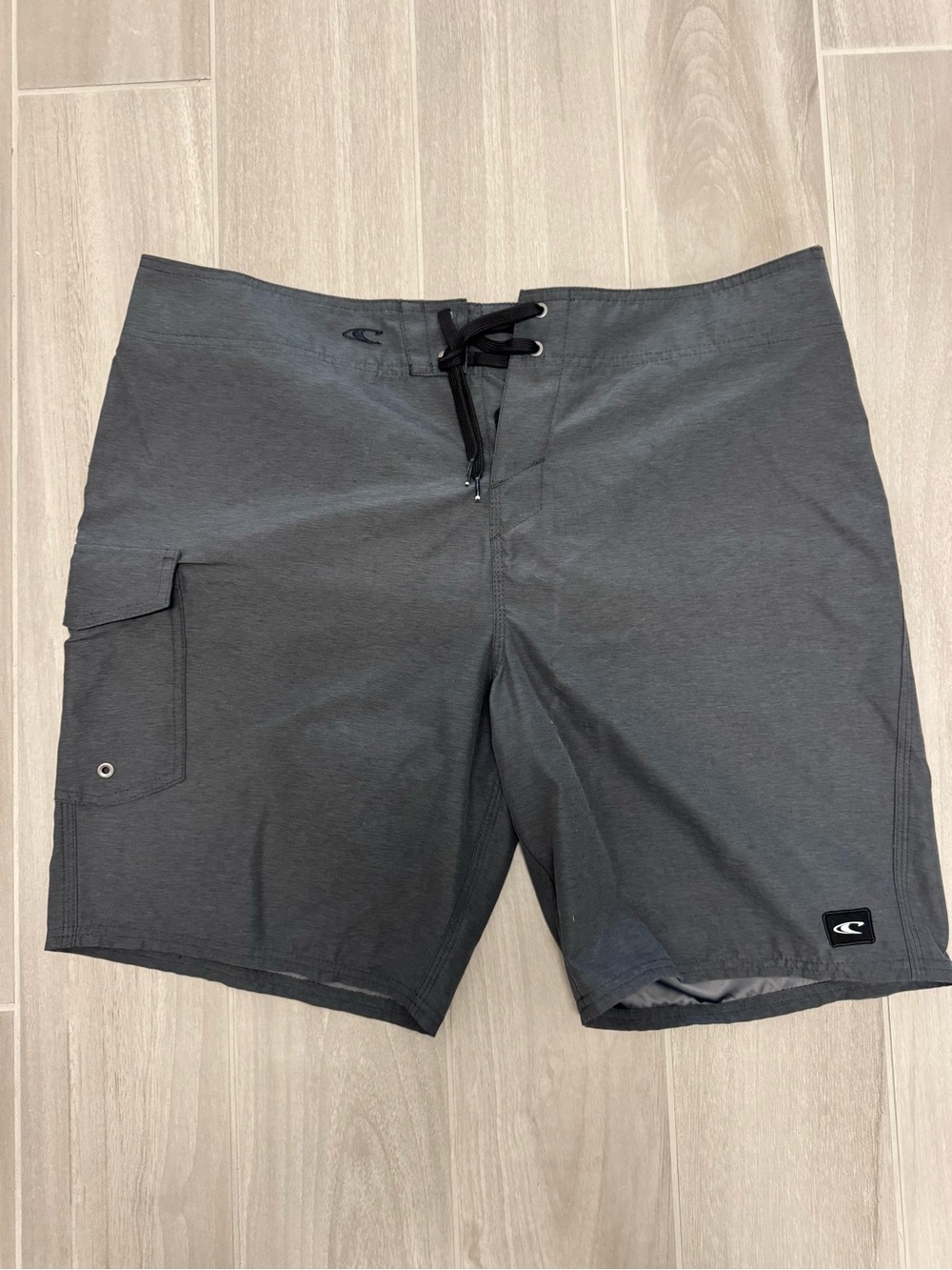 O'Neill Men's Dark Gray Swim Boardshorts with Lace-Up Waist